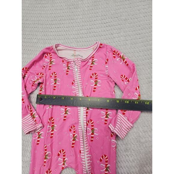 Sweet Honey Pajama Romper Babygirls 12 Months Candy Cane Christmas Pajama - Picture 3 of 7